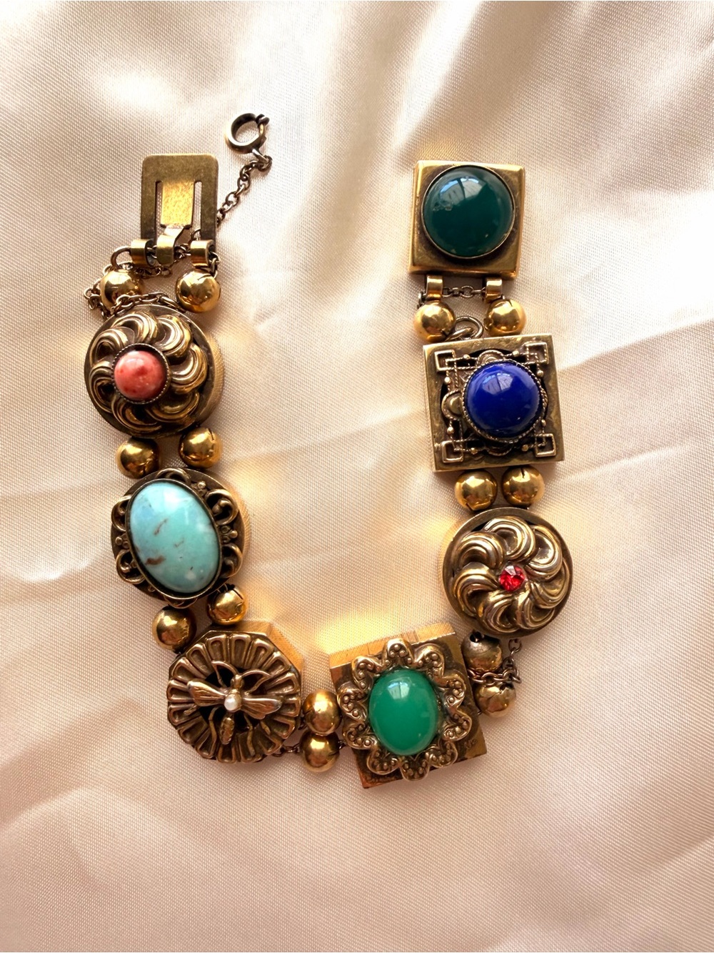 Signed vintage Reinad Slide Charm Bracelet